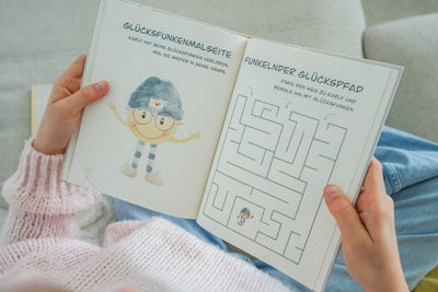 Buch „Karly und die Magie seiner Glücksfunken“ – Blick auf eine Rätselseite